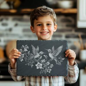 Hummingbirds Slate Cheese Board | Laser Engraving File