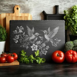 Hummingbirds Slate Cheese Board | Laser Engraving File