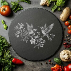 Hummingbirds Slate Cheese Board | Laser Engraving File