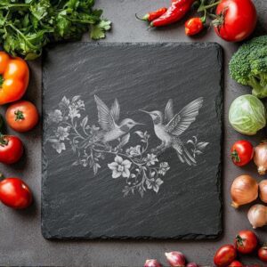 Hummingbirds Slate Cheese Board | Laser Engraving File