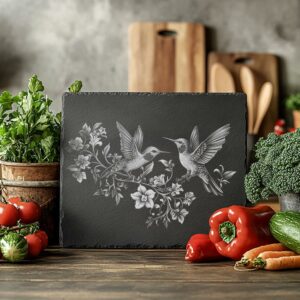 Hummingbirds Slate Cheese Board | Laser Engraving File