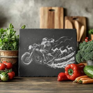 Laser Engraved Slate Cheese Board - Santa on
