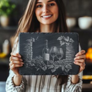Laser Engraved Slate Cheese Board - Wine &
