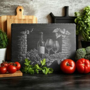 Laser Engraved Slate Cheese Board - Wine &