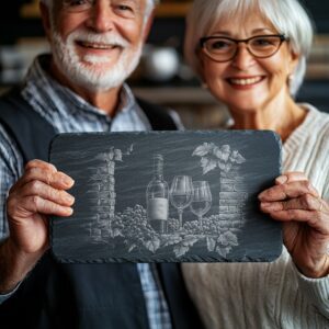 Laser Engraved Slate Cheese Board - Wine &