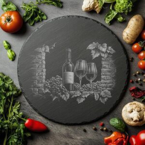 Laser Engraved Slate Cheese Board - Wine &