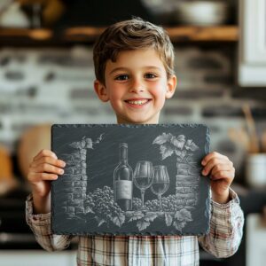 Laser Engraved Slate Cheese Board - Wine &