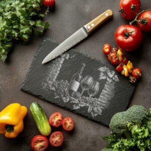Laser Engraved Slate Cheese Board - Wine &