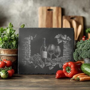 Laser Engraved Slate Cheese Board - Wine &