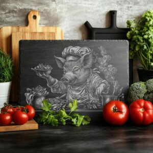 Pig Chef Slate Chopping Board | PNG Laser
