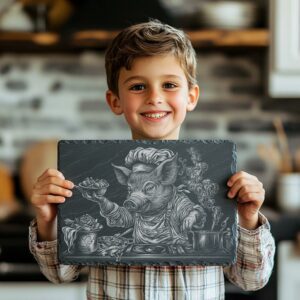 Pig Chef Slate Chopping Board | PNG Laser