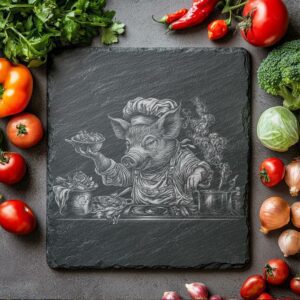 Pig Chef Slate Chopping Board | PNG Laser