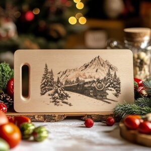 Polar Express Train Charcuterie Board Laser Engraving |
