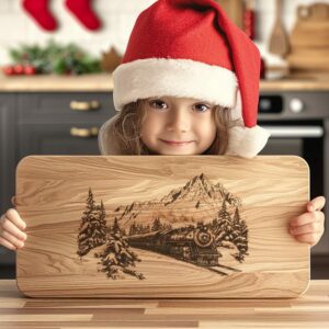 Polar Express Train Charcuterie Board Laser Engraving |