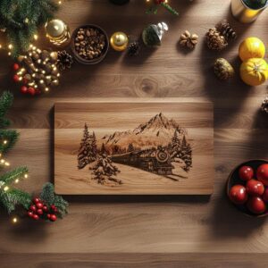 Polar Express Train Charcuterie Board Laser Engraving |