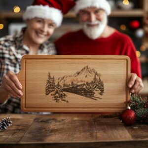 Polar Express Train Charcuterie Board Laser Engraving |