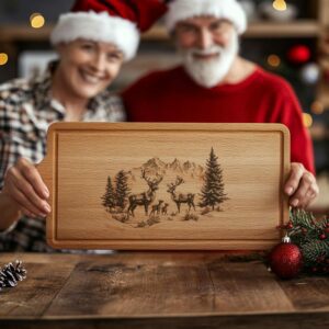 Reindeer Family Charcuterie Board | Christmas Laser Engraving