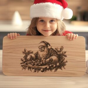 Santa Cooking Charcuterie Board Engraving | PNG for