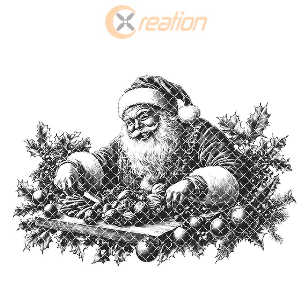 Santa Cooking Charcuterie Board Engraving | PNG for