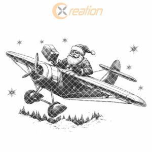 Santa Flying Plane Charcuterie Board Laser Engraving |