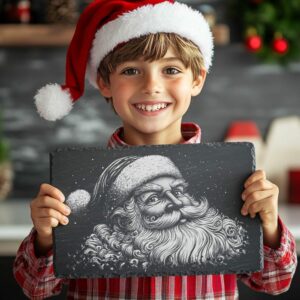 Santa Head Slate Cheese Board | Christmas Laser