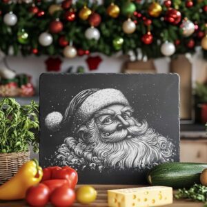 Santa Head Slate Cheese Board | Christmas Laser
