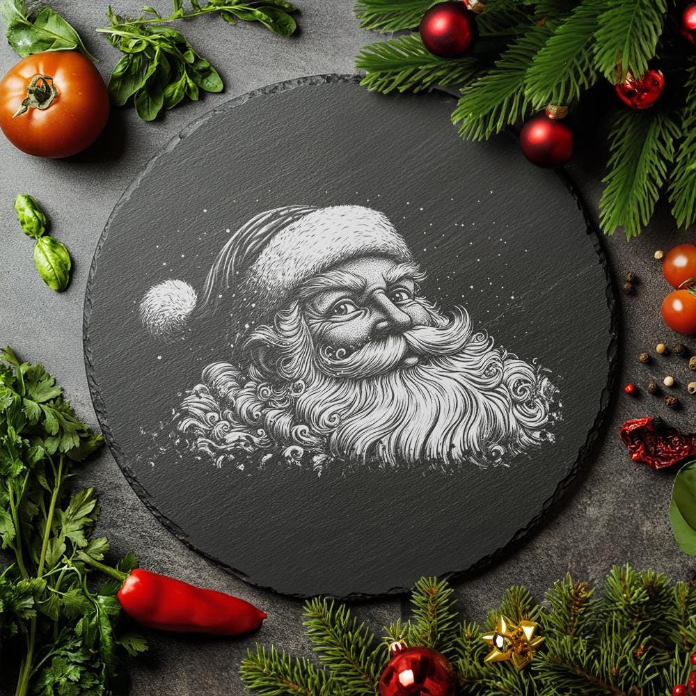 Santa Head Slate Cheese Board | Christmas Laser