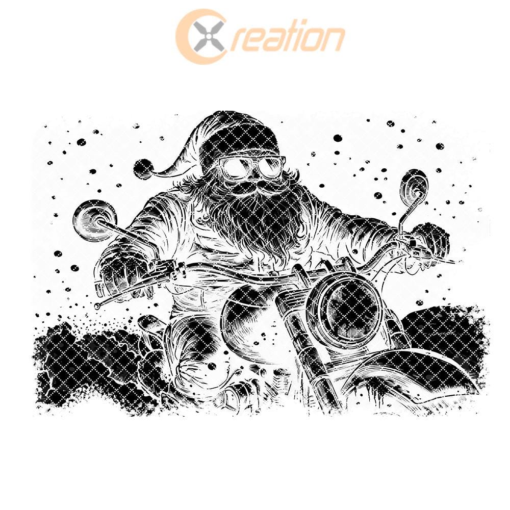 Santa on Motorcycle Slate Cheese Board Engraving |