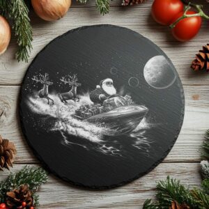 Santa on Speedboat Slate Cheese Board | Christmas