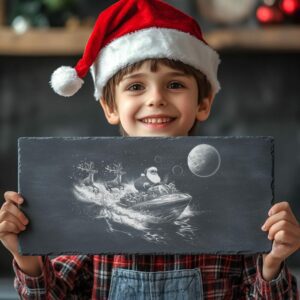 Santa on Speedboat Slate Cheese Board | Christmas
