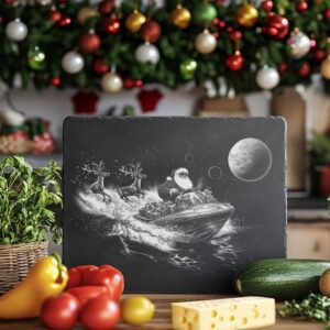 Santa on Speedboat Slate Cheese Board | Christmas