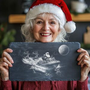 Santa on Speedboat Slate Cheese Board | Christmas