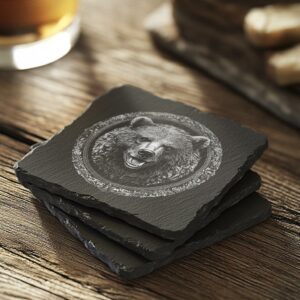 Slate Coaster File | Wild Bear 3D Illusion