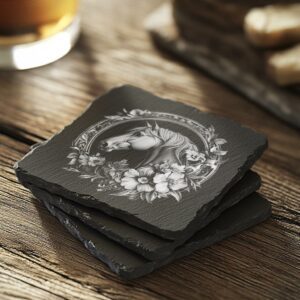 Slate Coaster File | Wild Horse 3D Illusion