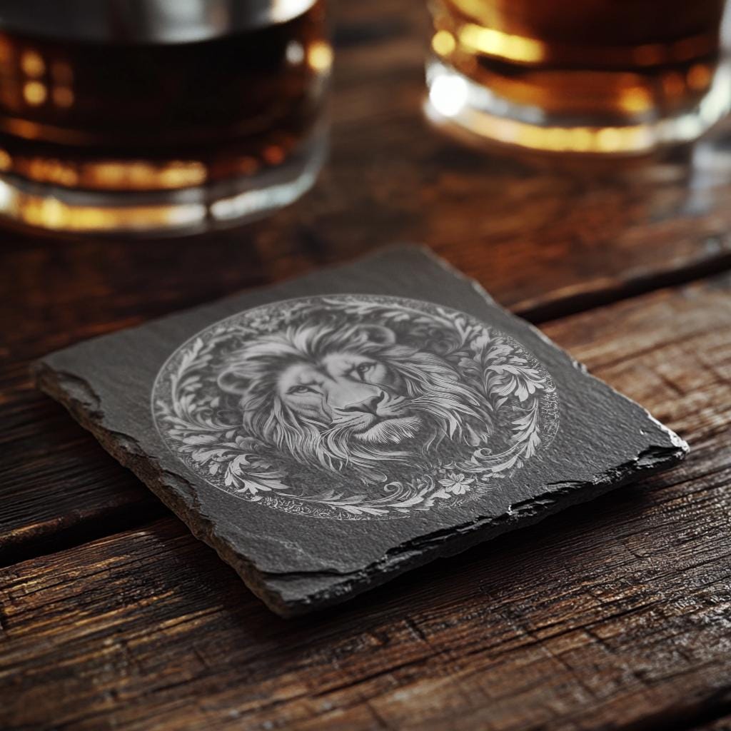 Slate Coaster File | Wild Lion 3D Illusion
