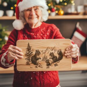 Squirrel Family Charcuterie Board | Christmas Laser Engraving