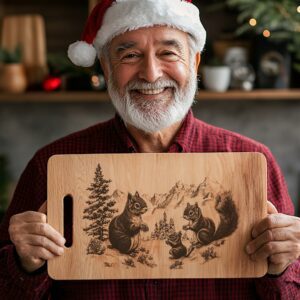 Squirrel Family Charcuterie Board | Christmas Laser Engraving