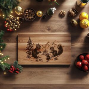 Squirrel Family Charcuterie Board | Christmas Laser Engraving