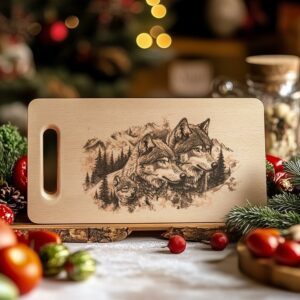 Wolf Family Charcuterie Board Engraving | Christmas Kitchen