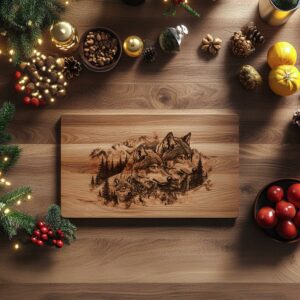 Wolf Family Charcuterie Board Engraving | Christmas Kitchen
