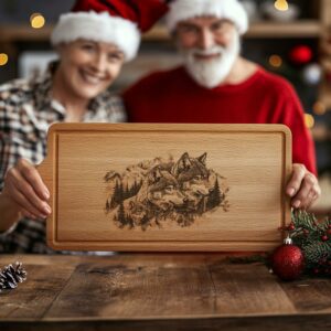 Wolf Family Charcuterie Board Engraving | Christmas Kitchen