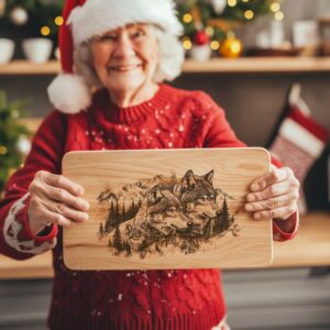 Wolf Family Charcuterie Board Engraving | Christmas Kitchen