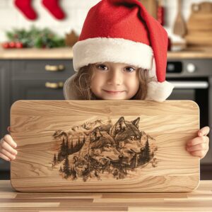 Wolf Family Charcuterie Board Engraving | Christmas Kitchen