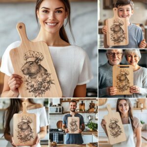 6 Animal Chef Charcuterie Board Engravings, 3D Illusion