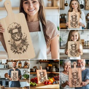 6 Animal Chef Charcuterie Board Engravings, 3D Illusion