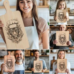 6 Animal Chef Charcuterie Board Engravings, 3D Illusion