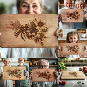 6 Bee and Honey Charcuterie Board Engravings Bundle