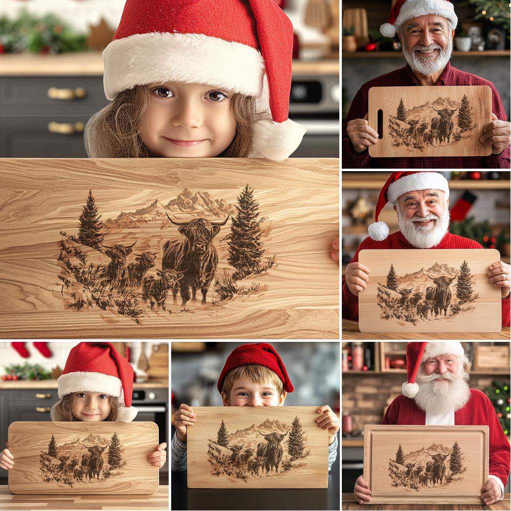 6 Christmas Charcuterie Board Engravings, Wild Animal Family