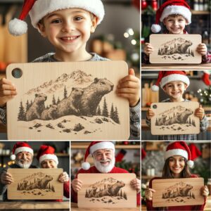 6 Christmas Charcuterie Board Engravings, Wild Animal Family