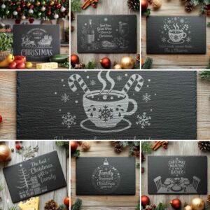 Lot de 6 fichiers pour graver un plateau de fromages de Noël, citations sur la famille | Décor n° 001